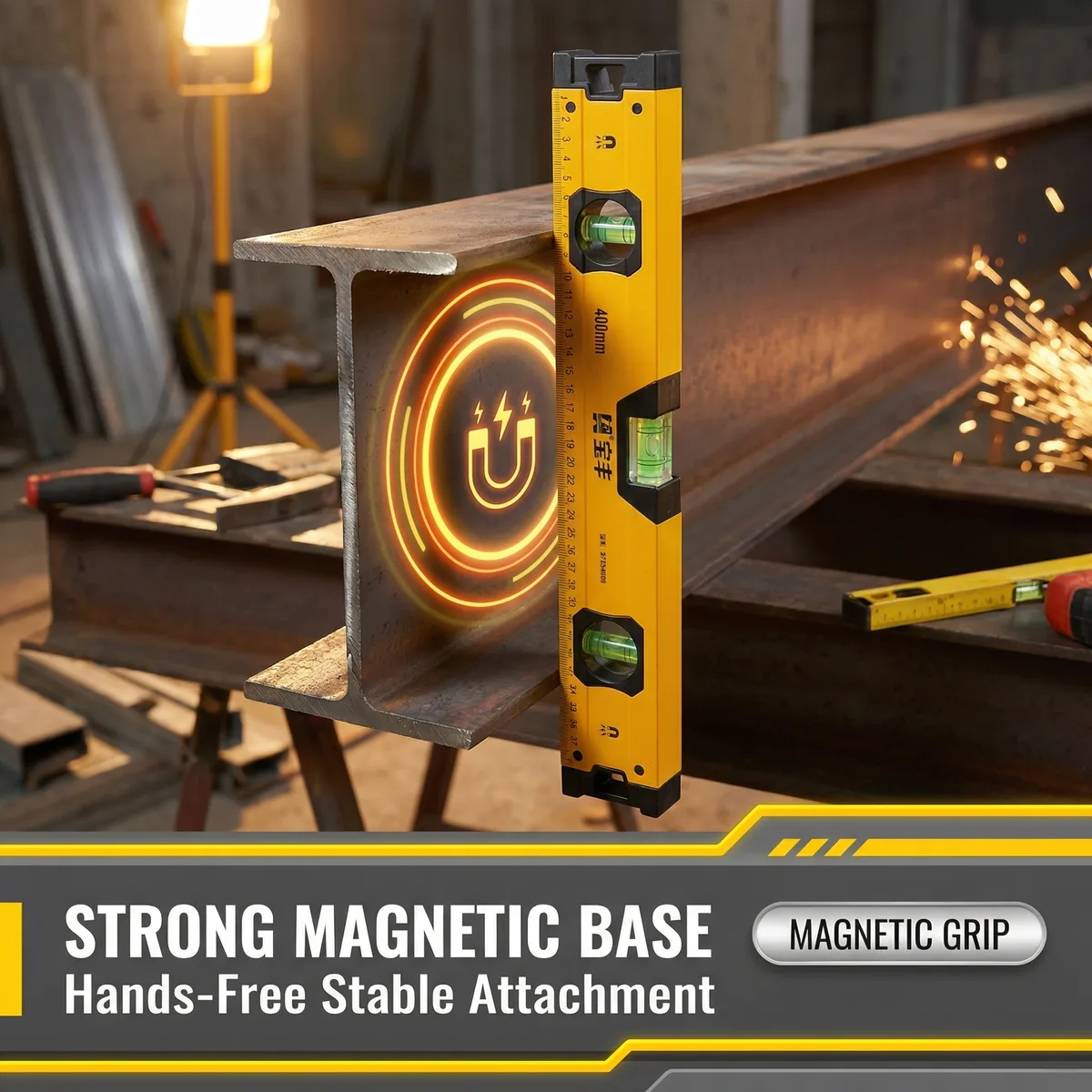 Industrial-Grade 400mm Spirit Level with +/-10mm Accuracy 4-Point Magnet 360 Emission Angle Tile Thickness 0.5mm image 5