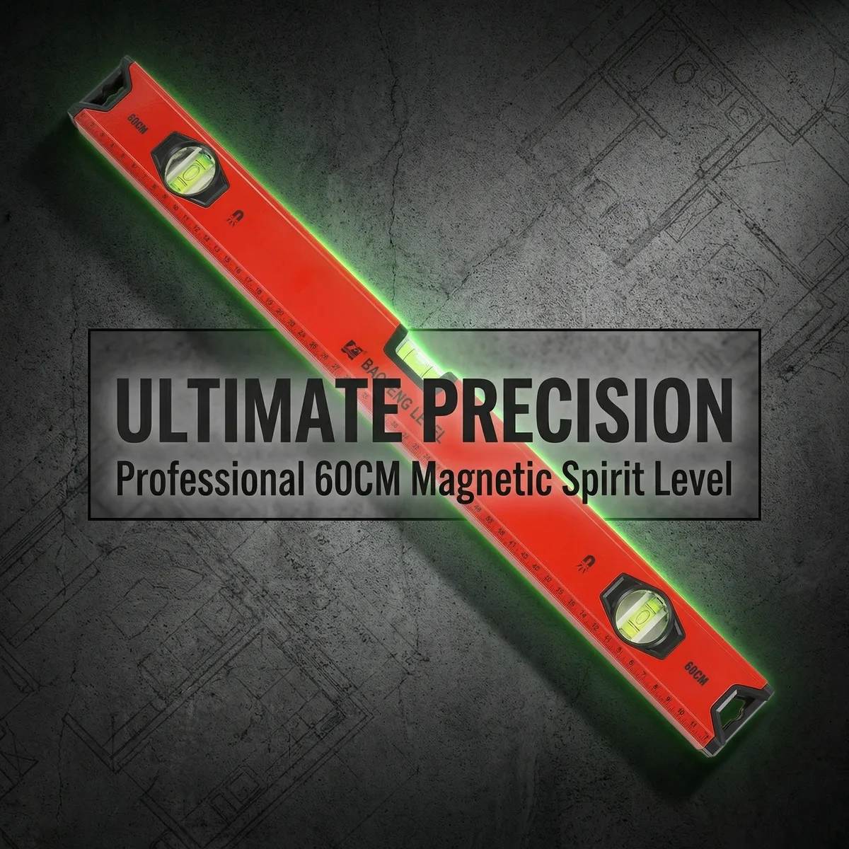 Industrial Grade 600mm Spirit Level 0.5mm Accuracy 4-Place Magnet 45 Emission Angle 0.5mm Tile image 4