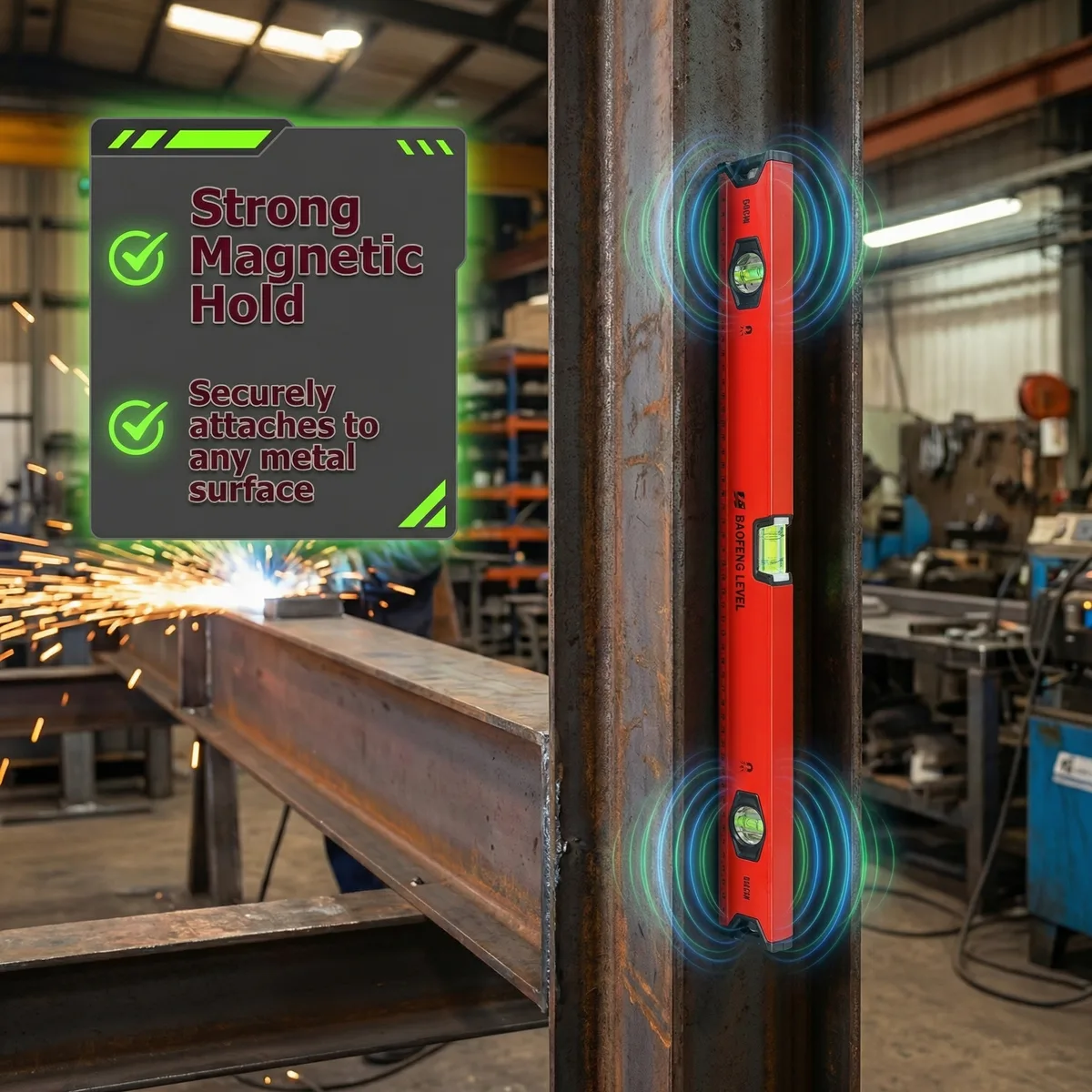 Industrial Grade 600mm Spirit Level 0.5mm Accuracy 4-Place Magnet 45 Emission Angle 0.5mm Tile image 5