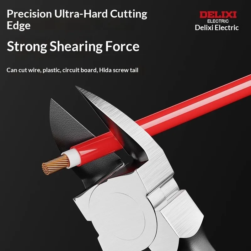 Industrial Grade Alloy Steel Diagonal Pliers & Electrician's Scissors Multi-Function Crimping & Cutting Thin-Blade Silver/Black image 3