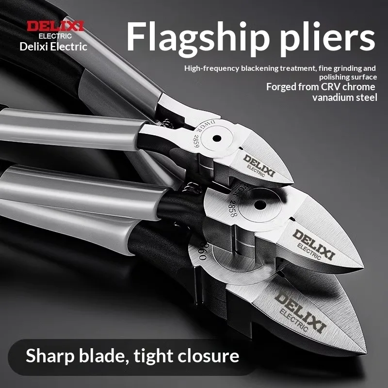 Industrial Grade Alloy Steel Diagonal Pliers & Electrician's Scissors Multi-Function Crimping & Cutting Thin-Blade Silver/Black image 4