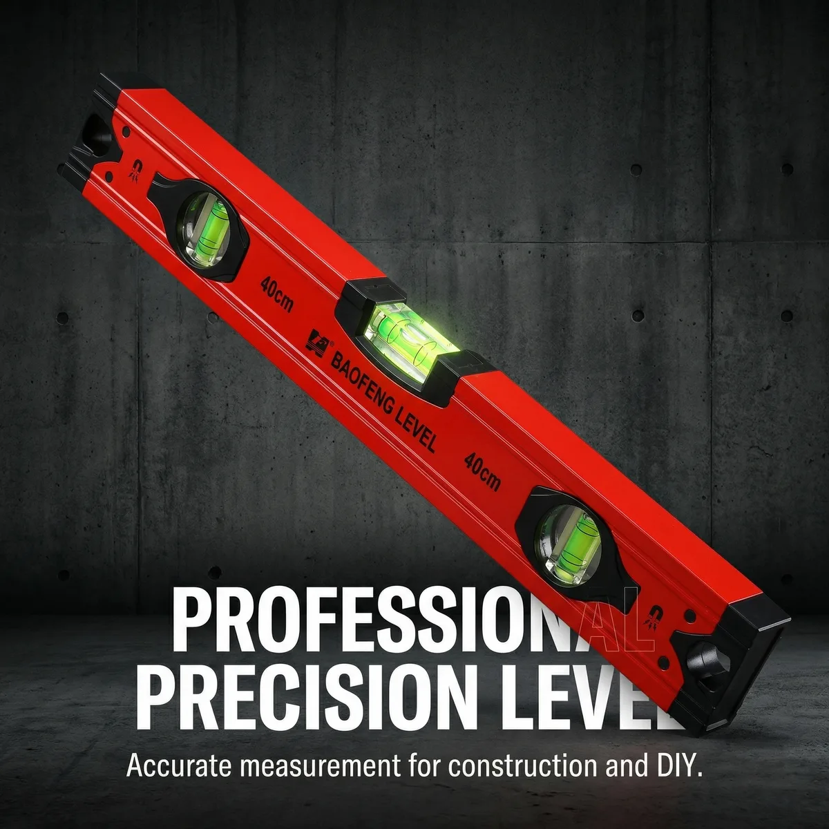 Industrial-Grade Aluminium 400mm Spirit Level 10mm Accuracy 4-Point Magnet 360 Emission Angle Tile Thickness Measurement image 3
