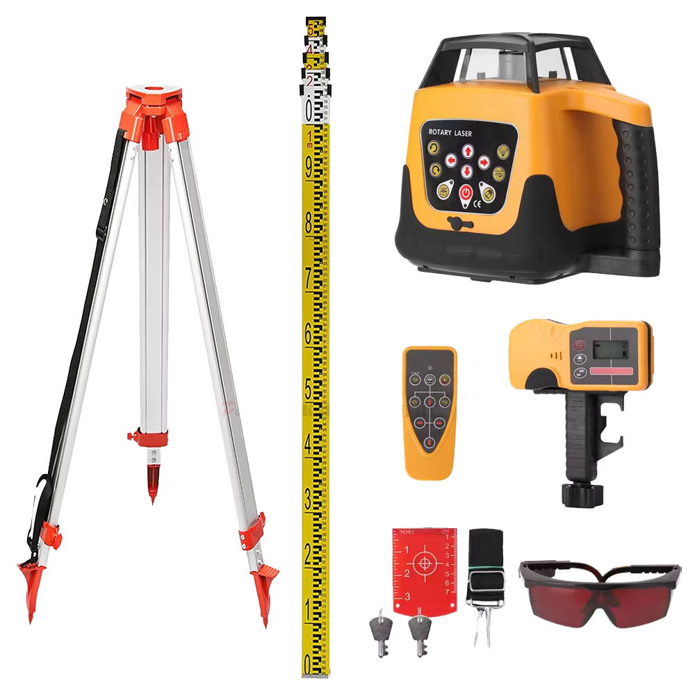 Industrial Grade Automatic Outdoor Rotary Self-Leveling 500m Laser Level Set Red Beam Tripod Measuring Tool Lithium Battery