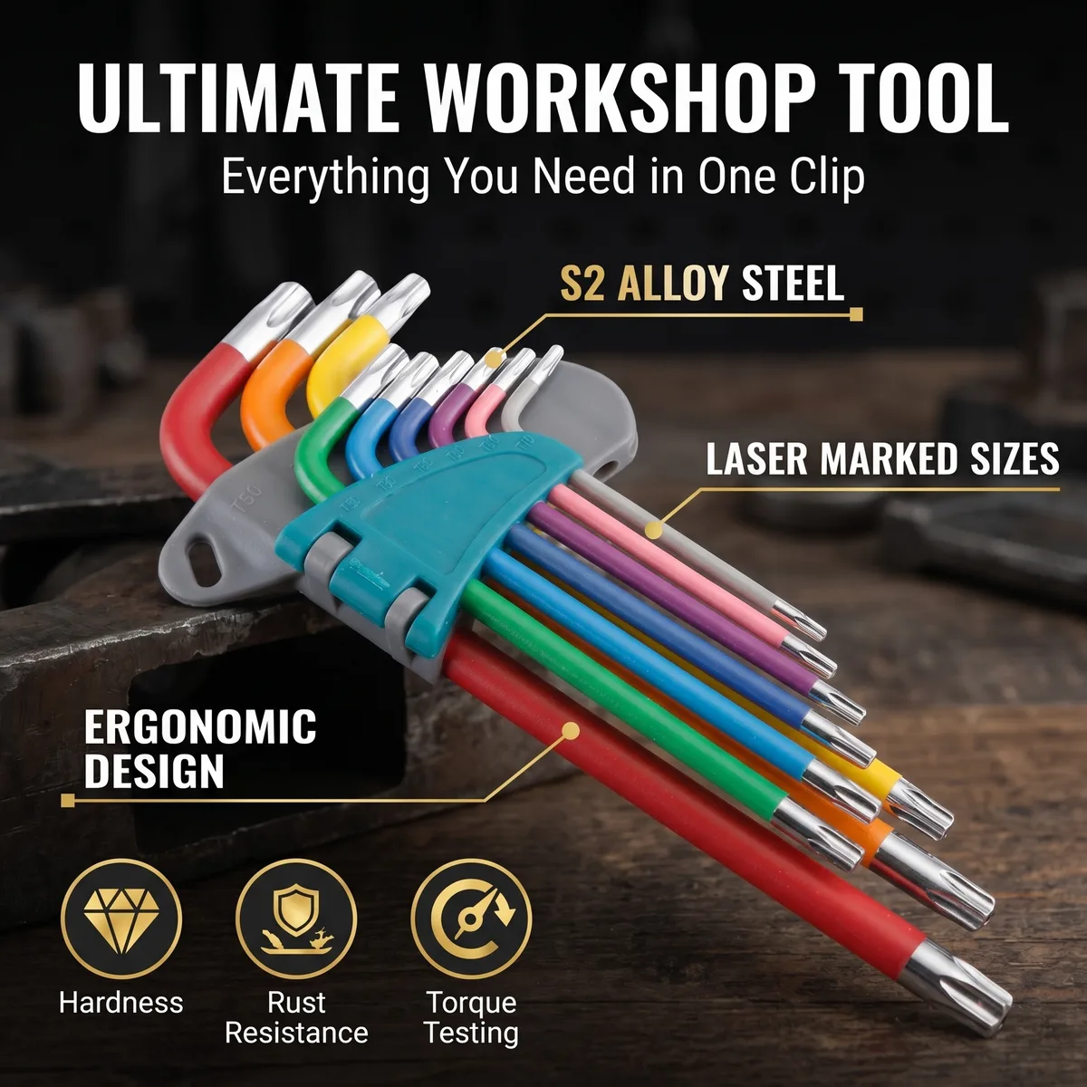 Industrial Grade Metric Allen Wrench Set with Chrome Vanadium Steel Plastic Handle Ball End 2mm 10mm Hex Key Starline image 3