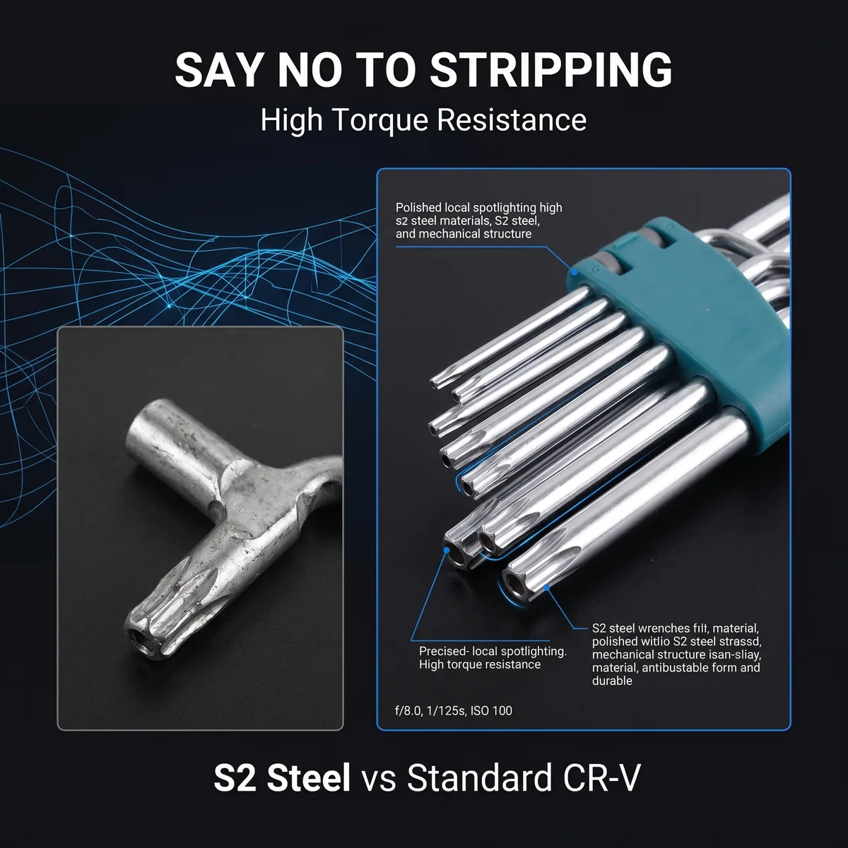 Industrial Grade Metric Torx Allen Wrench Set with Chrome Vanadium Steel Plastic Handle Ball End 2mm 10mm 20mm Length Starline image 5