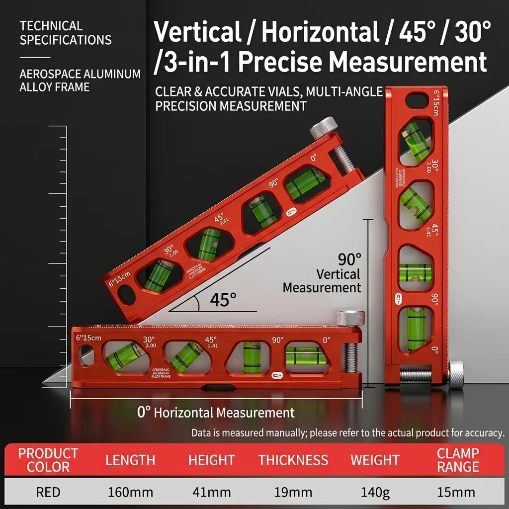 Industrial Torpedo Level Magnetic 4-Vial Set for Pipe Bending & V-Groove Klein Tools 935AB4V image 3