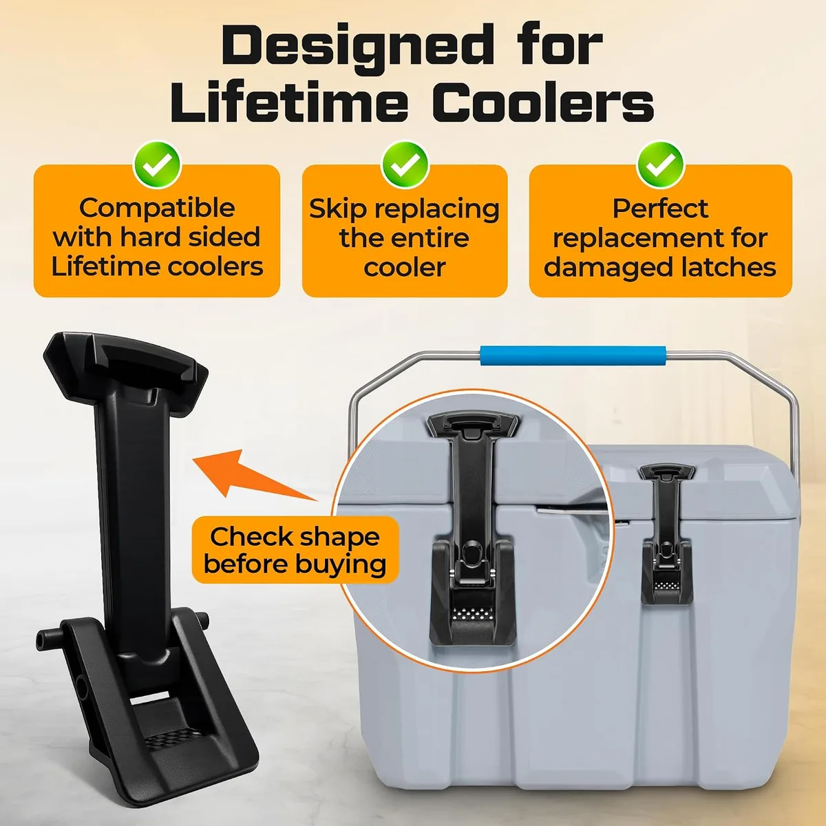Jmoe Replacement Cooler Latches for Hard-Sided Coolers Rubber Polymer Material 2-Pack (Made in China) image 4