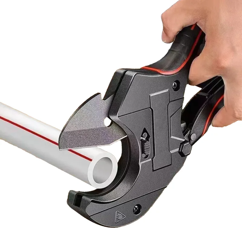 JNDO Aluminum Alloy Handle Scissors Pipe Cutter SK5 Carbon Steel Clamp-On PPR PVC Industrial Professional 42mm 63mm 75mm Ratchet image 2