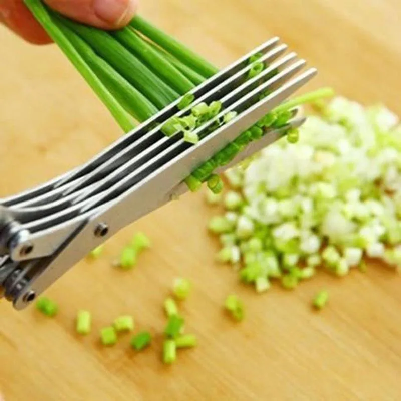 Kitchen Multi-functional Stainless Steel Three-five-tier Scallion Cutter Seaweed shredder Heavy-duty Multi-layer Food Scissors image 2