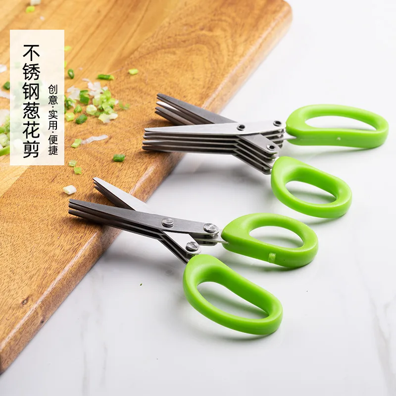 Kitchen Multi-functional Stainless Steel Three-five-tier Scallion Cutter Seaweed shredder Heavy-duty Multi-layer Food Scissors image 5