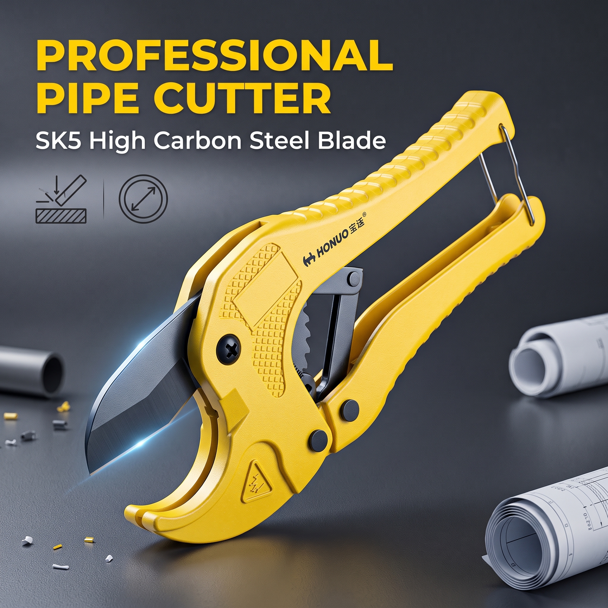 Large Lightweight Ratchet PVC Pipe Cutter 42mm Aluminum Steel Blades for Water Aluminum-Plastic PPR Pipes-DIY Grade Exclusively image 3