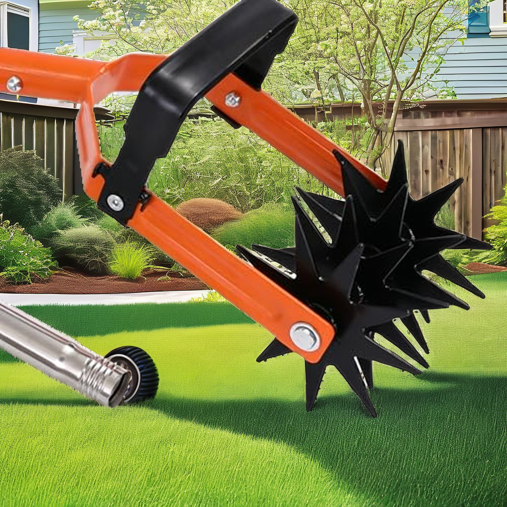 Manual Lawn Cultivator Tiller Adjustable Stainless Steel Ergonomic Gardening Tool for Grass Reseeding Soil Aeration image 2