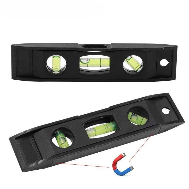 Mini Portable Horizontal Ruler 3 Bubble Spirit Level Magnetic ABS Shell +/-10mm Accuracy DIY Grade Pocket Tool Leveller image 3