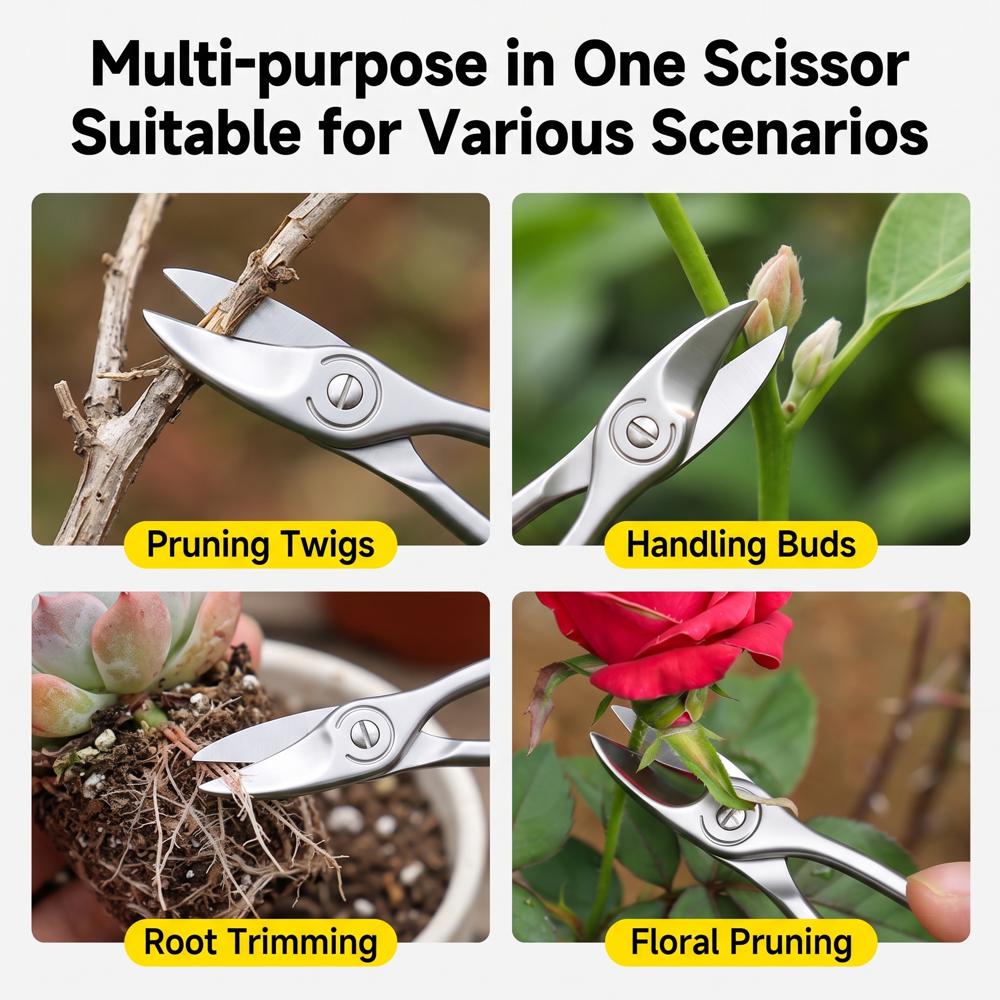 Miniature Bonsai Pruning Gardening Scissors, Multifunctional Stainless Steel Compact Portable Gardening Shears image 4