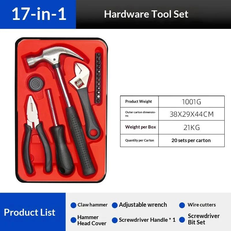 Multi-functional 17-piece Household Hardware Tool Kit Made Carbon Steel Manual Repair Setwholesale Real Estate Gifts China image 7