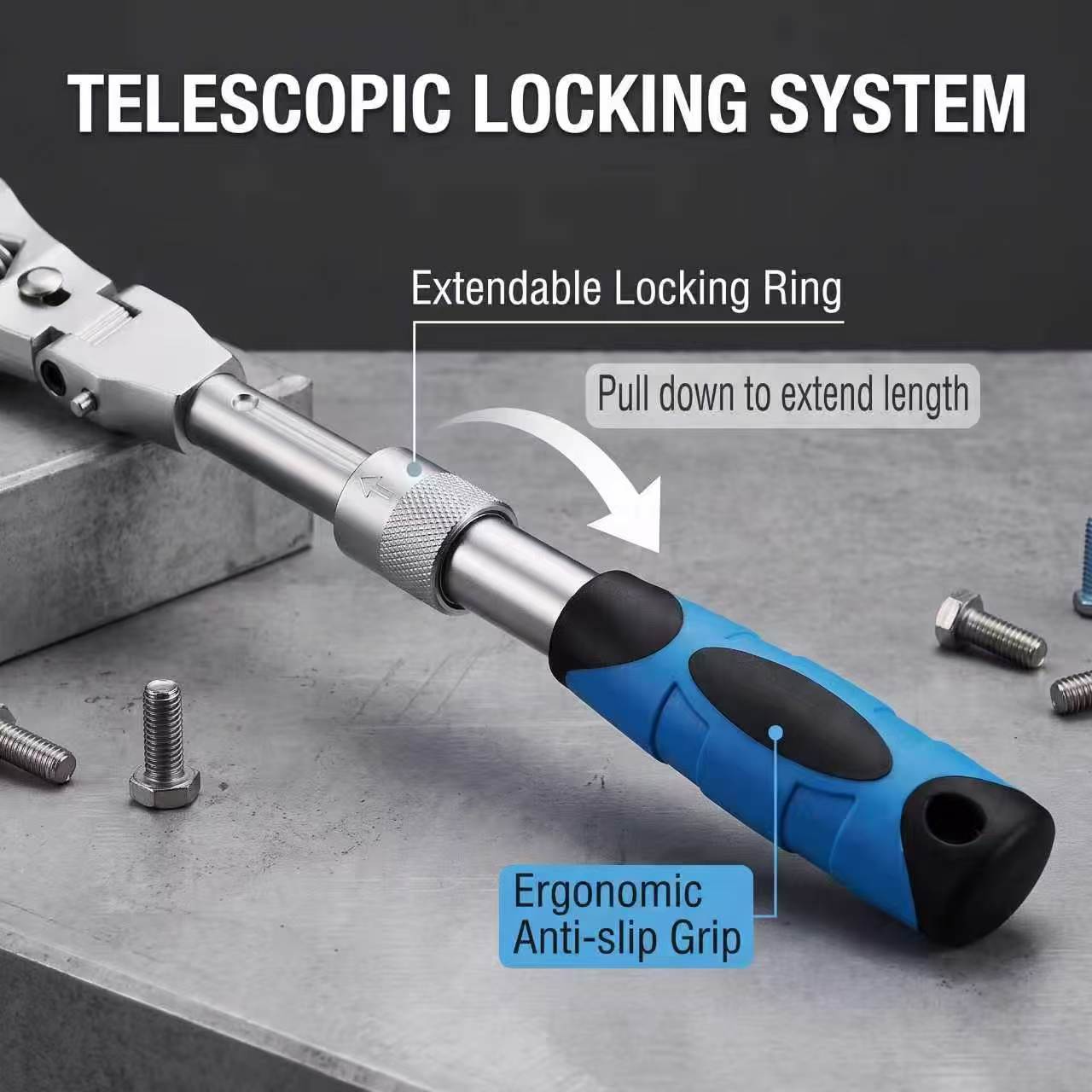 Multi-functional 5-in-1 10-inch Extendable Adjustable Wrench Folding Head Ratchet Metric Chromium-molybdenum Steel OEM 0-28mm image 3
