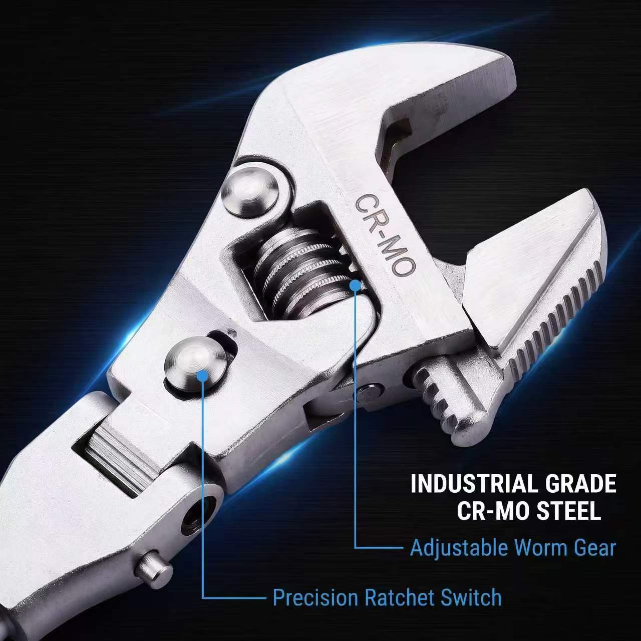 Multi-functional 5-in-1 10-inch Extendable Adjustable Wrench Folding Head Ratchet Metric Chromium-molybdenum Steel OEM 0-28mm image 6