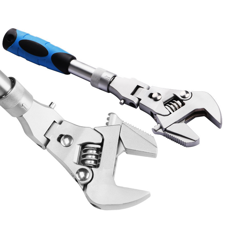 Multi-functional 5-in-1 10-inch Extendable Adjustable Wrench Folding Head Ratchet Metric Chromium-molybdenum Steel OEM 0-28mm