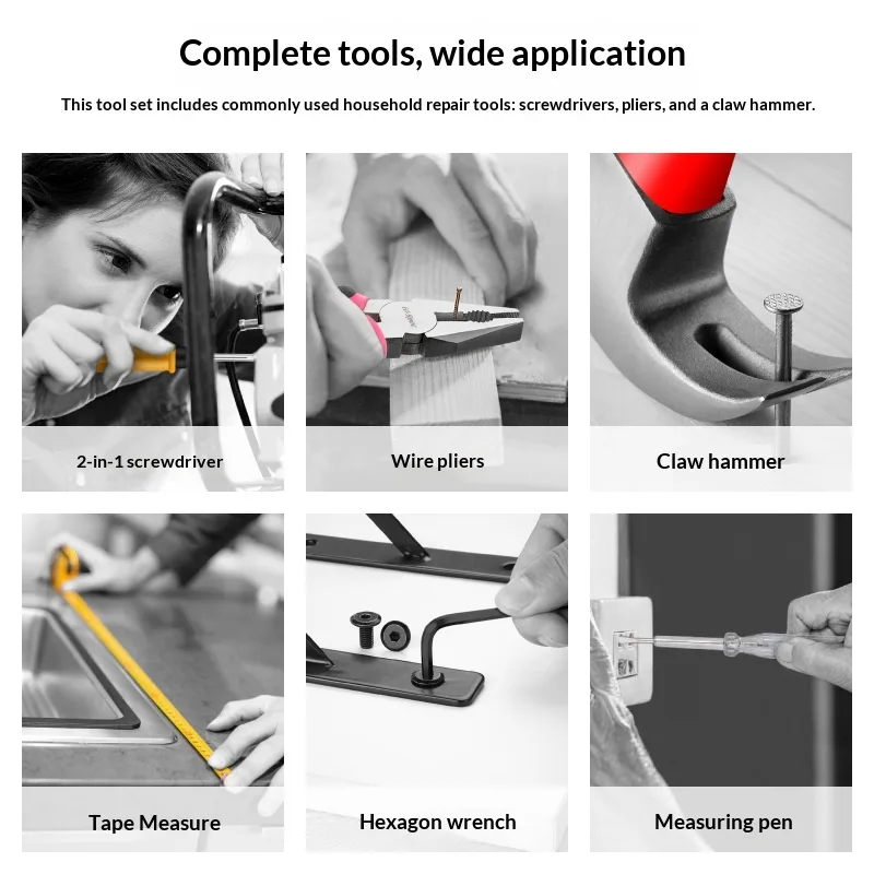 Multifunctional Household Toolbox Complete Set Hardware Tools Manual Renovation Tools Cross-Border Combination Set for Home image 3