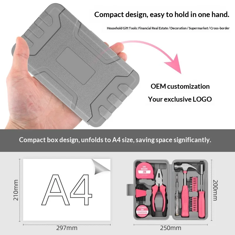 Multifunctional Household Toolbox Complete Set Hardware Tools Manual Renovation Tools Cross-Border Combination Set for Home image 4