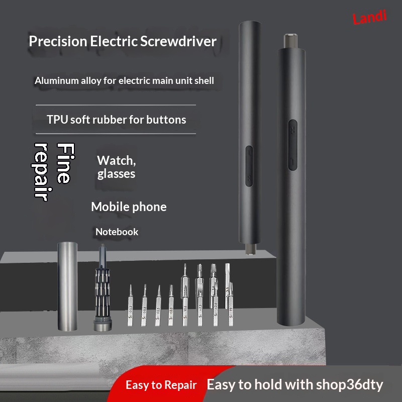 New DIY Aluminum Alloy Shell Precision Electric Screwdriver 3.7-4.2V Rechargeable Mobile Phone Laptop Camera Repair Tool image 5