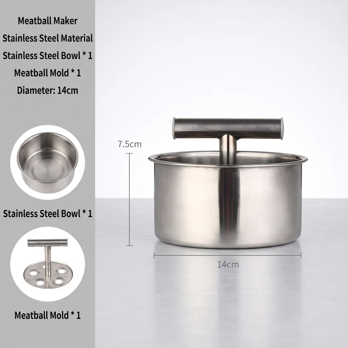 New Stainless Steel Household Meatball Maker-Manual Hand-Operated Multi-Function Press for Fish Balls Shrimp Paste Mold image 2