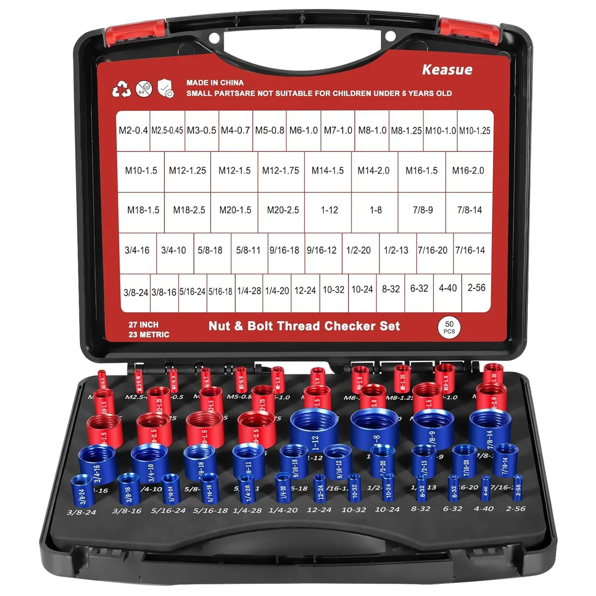 Nut and Bolt Thread Checker Male Ruler Metric and Imperial 44-Piece Set Nut Checker Plastic Case Packaging image 7