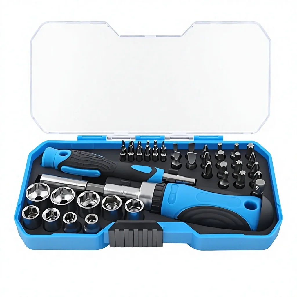 OEM 44-Piece DIY Magnetic Screwdriver Holder Kit Steel Industrial Grade Interchangeable Bits Anti-Slip Plastic Chrome Finish for image 2