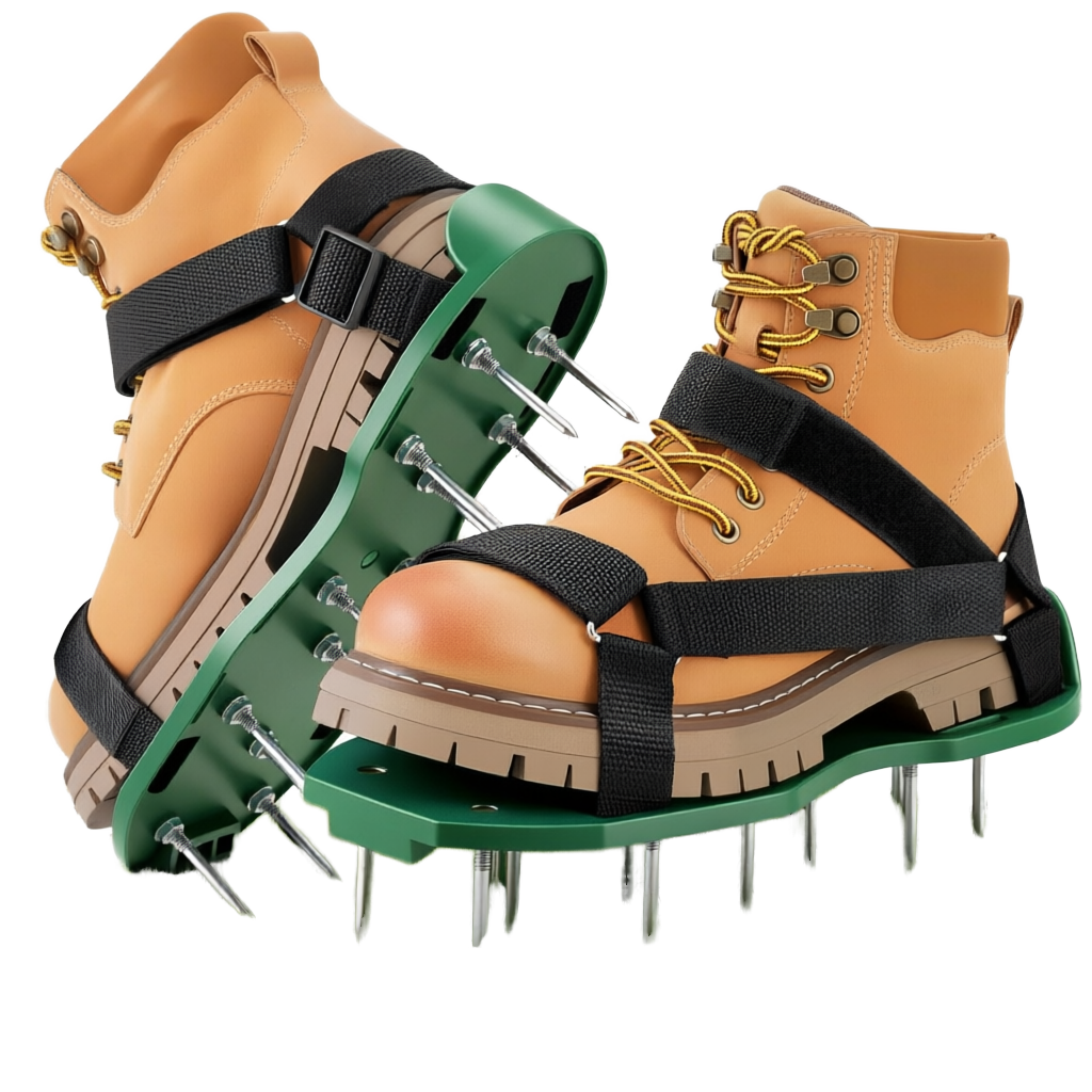 Ohuhu Durable Lawn Aerator Sandals Stainless Steel Spikes Adjustable Hook Loop Straps Manual for Lawn Patio Garden