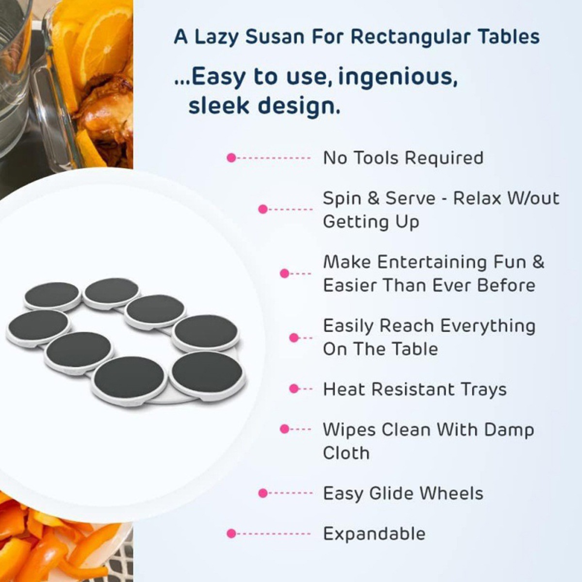 Plastic Round Rotating Lazy Susan Dinner Plate Tray Portable Movable Modern Design for Dining Table image 4