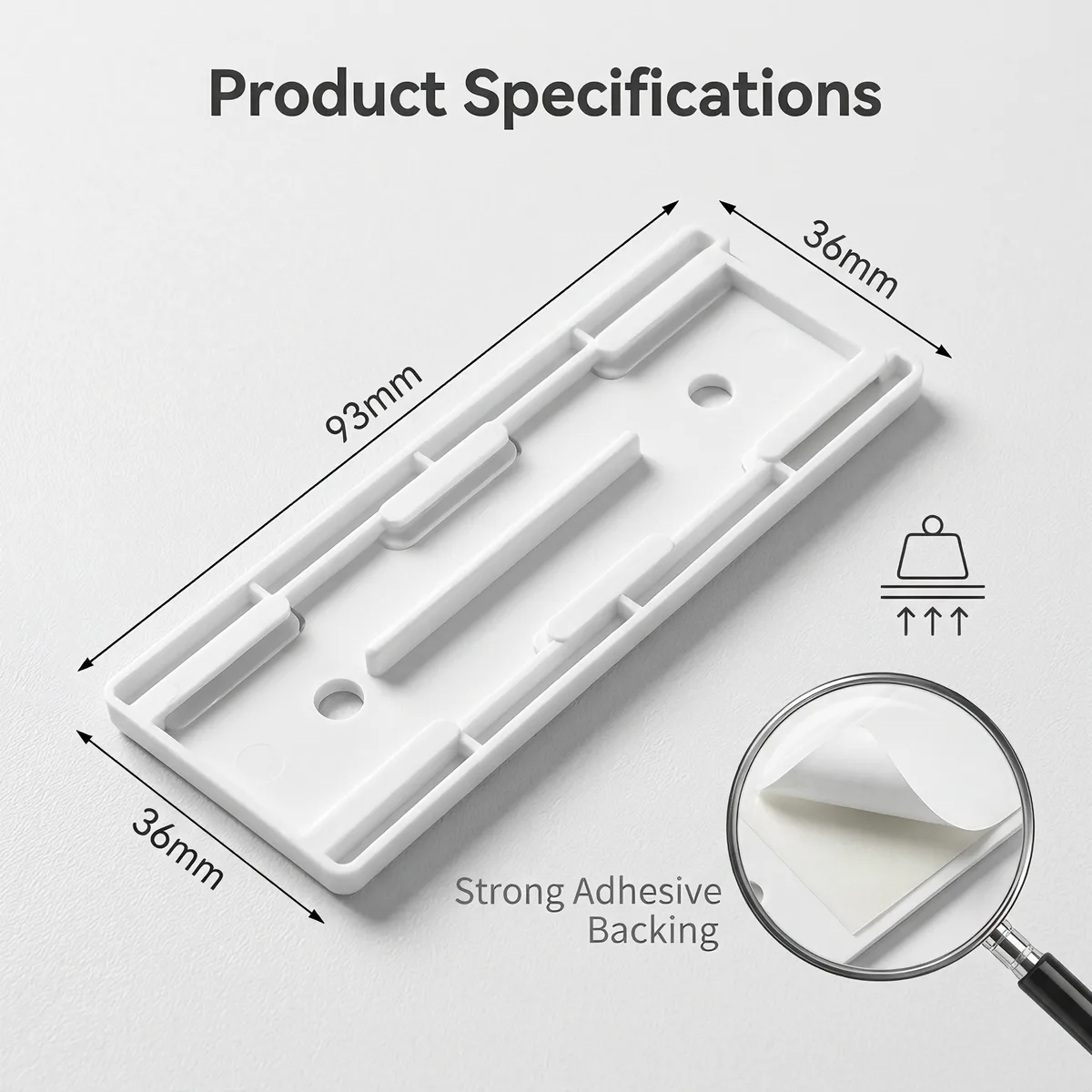 Plastic Wall-Mounted Power Strip Holder Storage Rack Non-Perforated Double Sided Adhesive Wall Sticker image 7