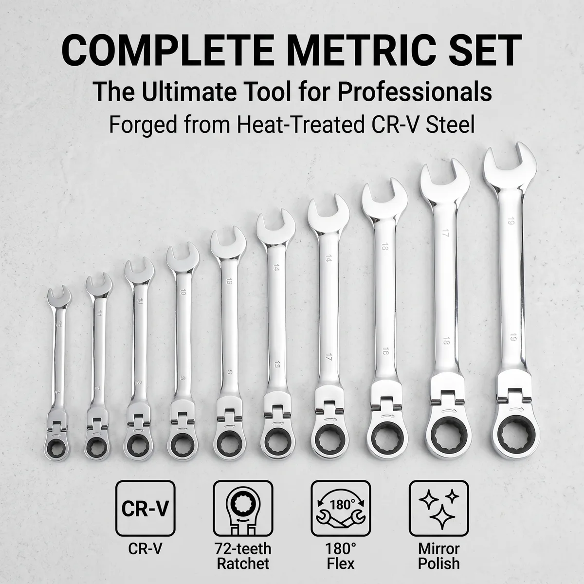 Portable Industrial Grade Dual-Use Double-Headed Manual Wrench Tool Set Chrome Vanadium Steel Metric Measurement System OEM image 5