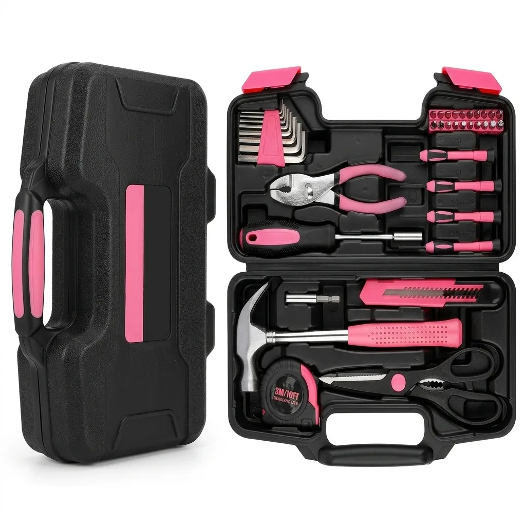 Professional 40-Piece Carbon Steel Household Hand Tool Set with Hard Carry Case - DIY Mechanic Repair Tool Kit for Home & Garage image 2