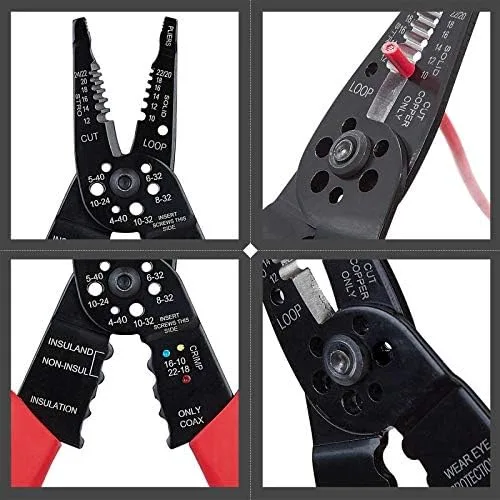 Professional 8-inch Alloy Steel CR-V Wire Stripper/Crimper/Cutter Multi-Function Hand Tool Model STL-SG2070 Made China for image 3