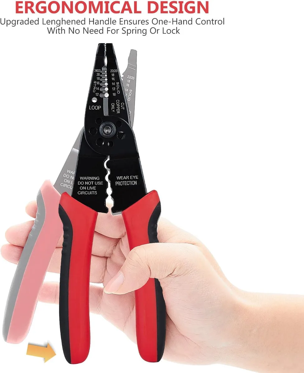 Professional 8-inch Alloy Steel CR-V Wire Stripper/Crimper/Cutter Multi-Function Hand Tool Model STL-SG2070 Made China for image 5