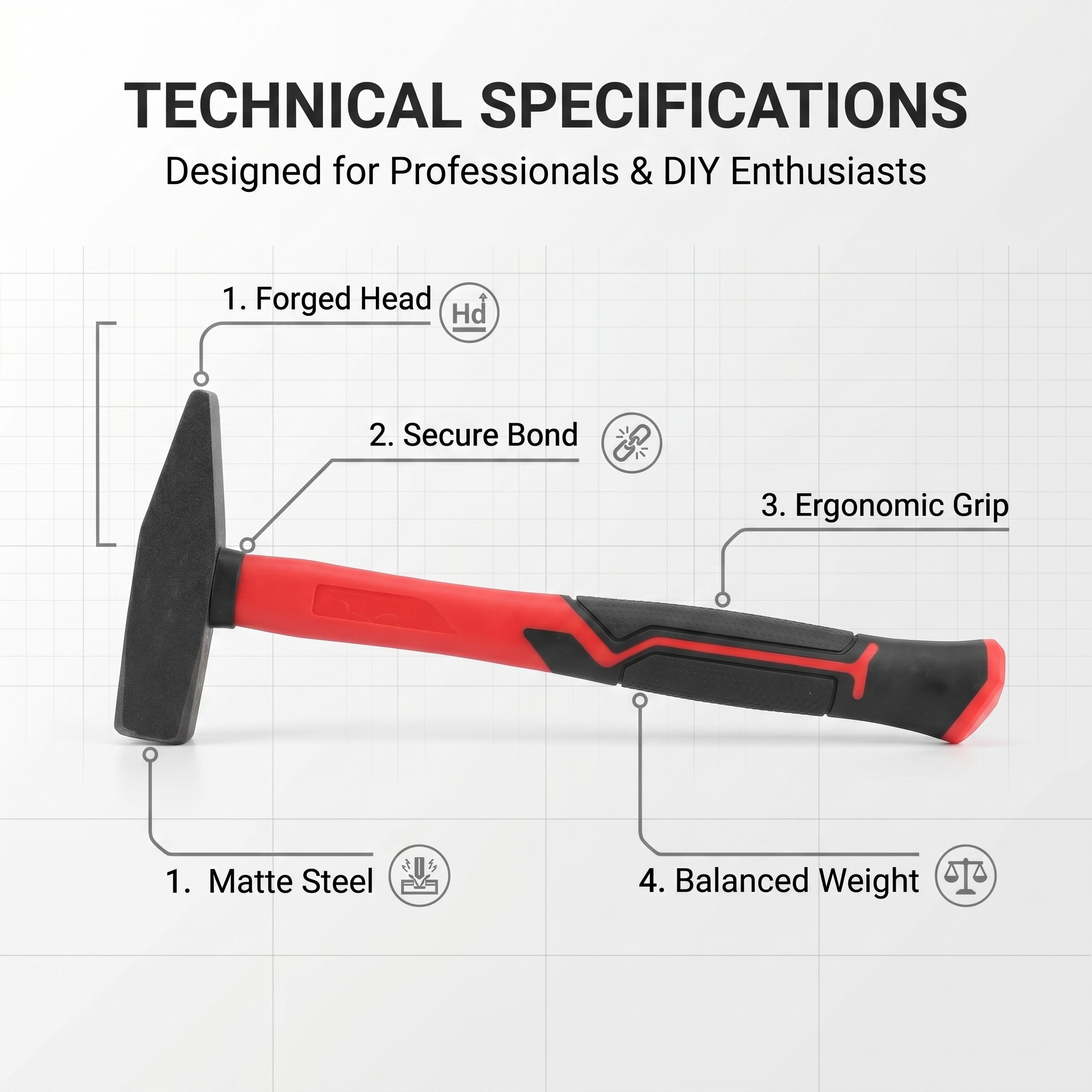 Professional Quality 45 Steel Forged American Type Nail Hammer Square Face Contoured Grip 320mm Plastic Handle Multi-Functional image 6