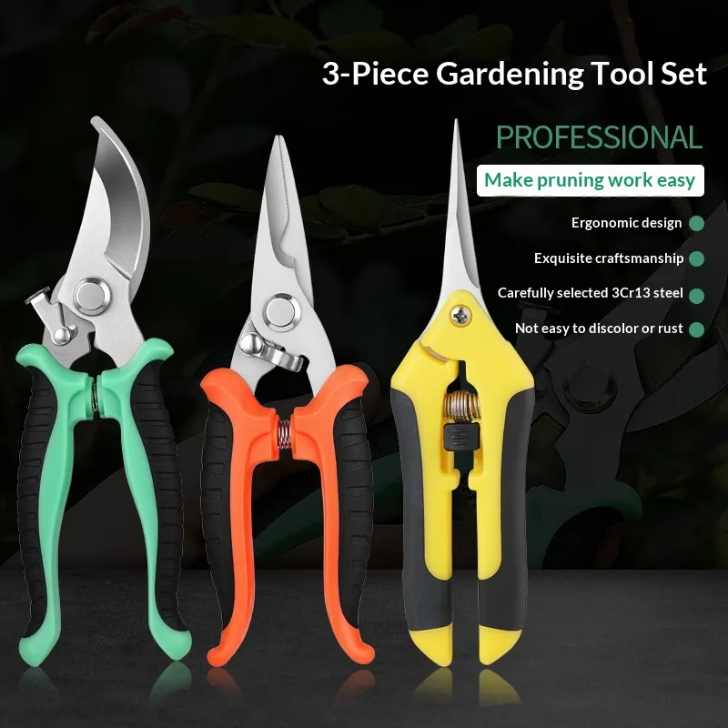 Pruning Shears Gardening Scissors Set Multi-Purpose Stainless Steel Tools Multi-Color Bonsai Orchards Flowers Fruit Trees PH227 image 3