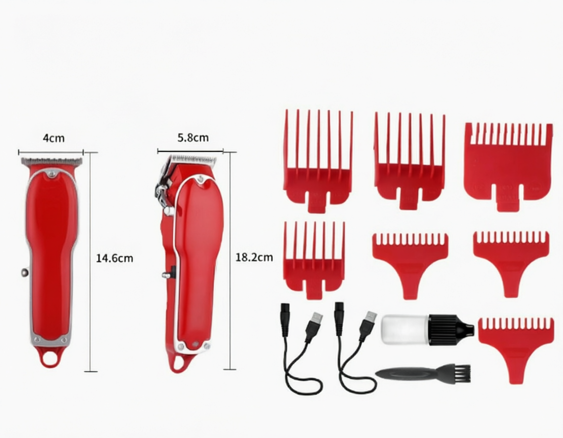 Red Barbershop Cutter Hair Cutting Machine Haircut Cordless Hair Clipper DIY Hair Trimmer Men Pop Barbers 110-240v 1 Year