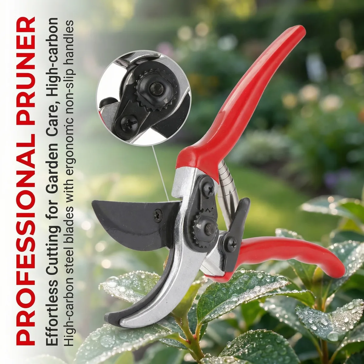 Red Soft Grip Plastic Handle Aluminum Bronze Bypass Pruning Shears Industrial DIY Tree Flower Plant Scissors Pruner image 3