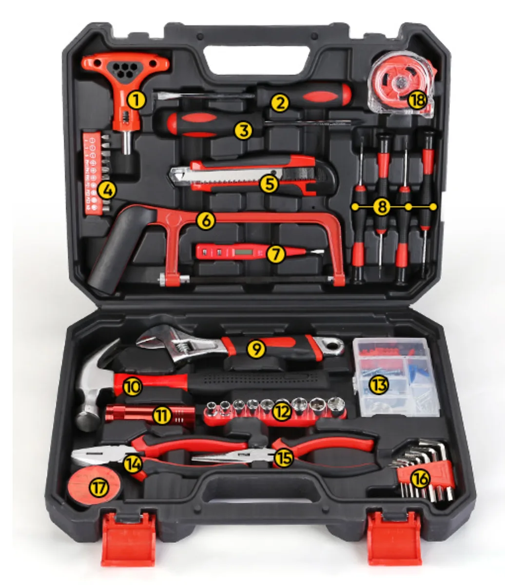 Retail Household Gift Tool Set Toolbox Woodworkers Manual Repair Combination Kit Home Use Box End Wrenches Wholesale image 6
