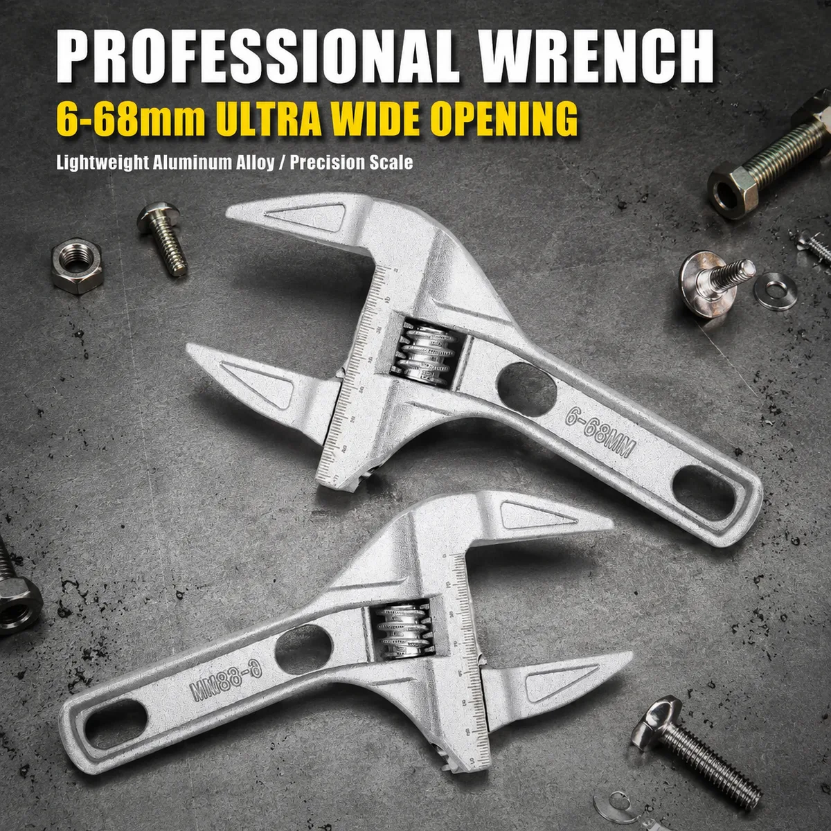 Sehfupoye Stainless Steel Adjustable Wrench Set Large Opening Wide Jaw 8MM Bathroom DIY Tool image 4