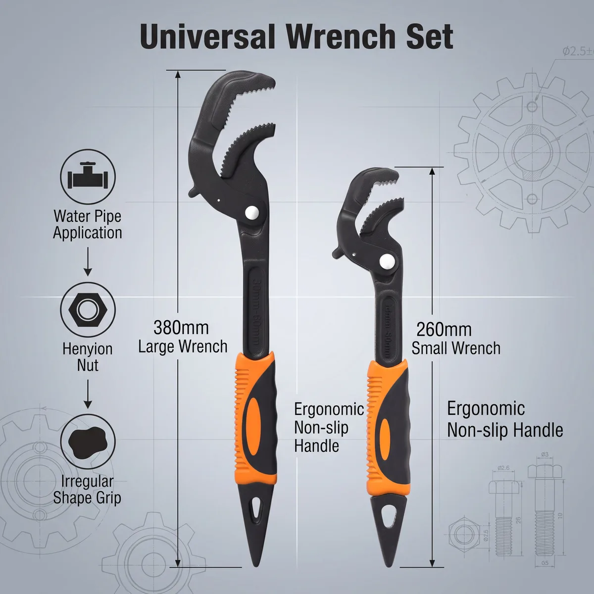 Self-locking Adjustable Chrome Vanadium Steel Large-Opening Universal Pipe Wrench Multi-Purpose Tool image 7