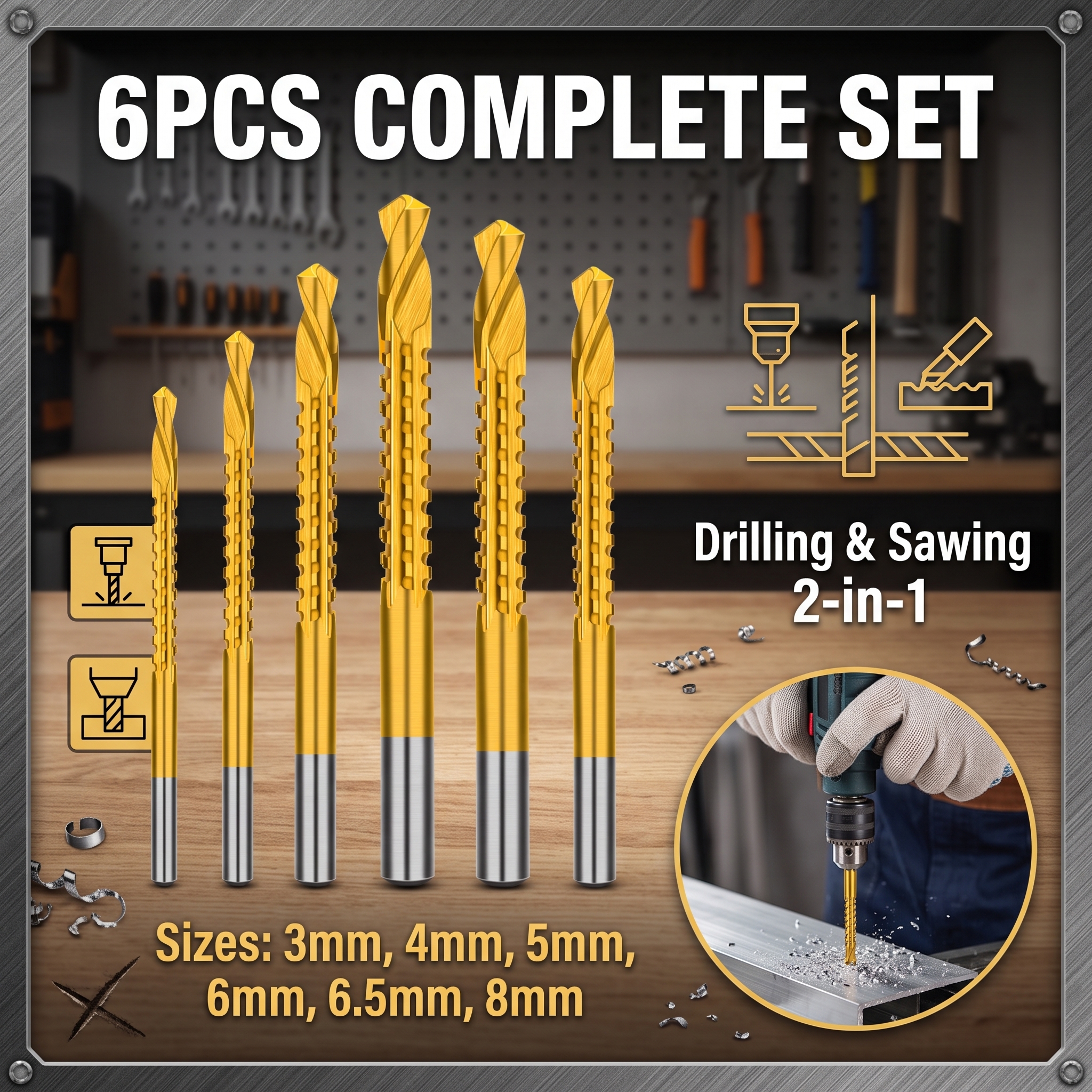 Serrated Twist Drill Household Metal Woodworking Reaming Grooving Multifunction Hand Drill Bit 3mm-8mm China Titanized Model image 6