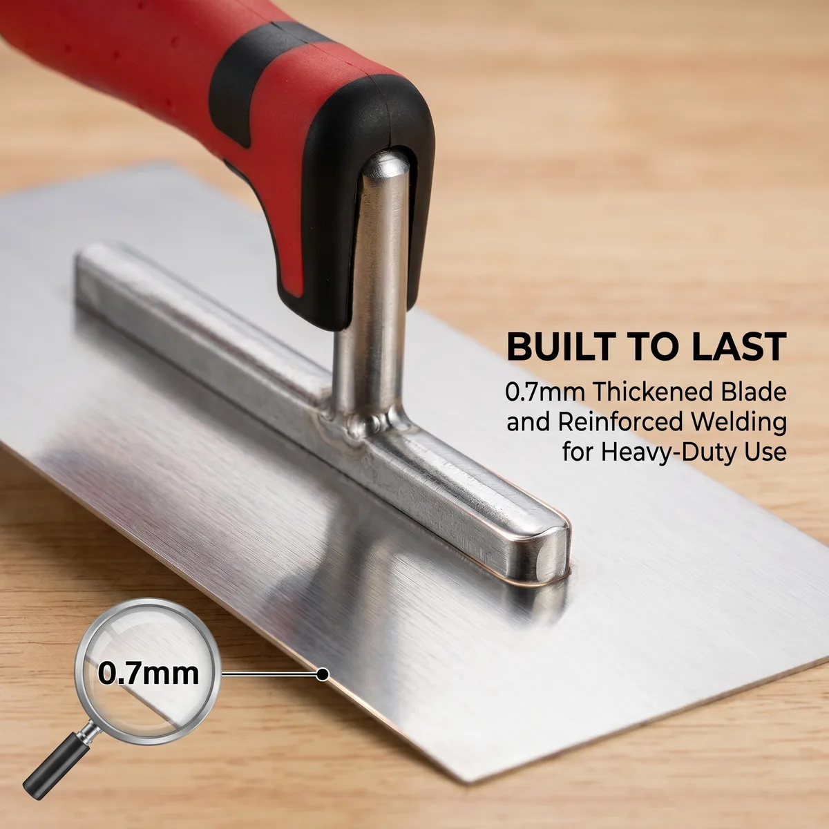 SHINING Industrial DIY Grade Bricklaying Trowel 11 Contoured Grip Squared Stainless Steel Sponge Rubber Blade Cement Finishing image 4