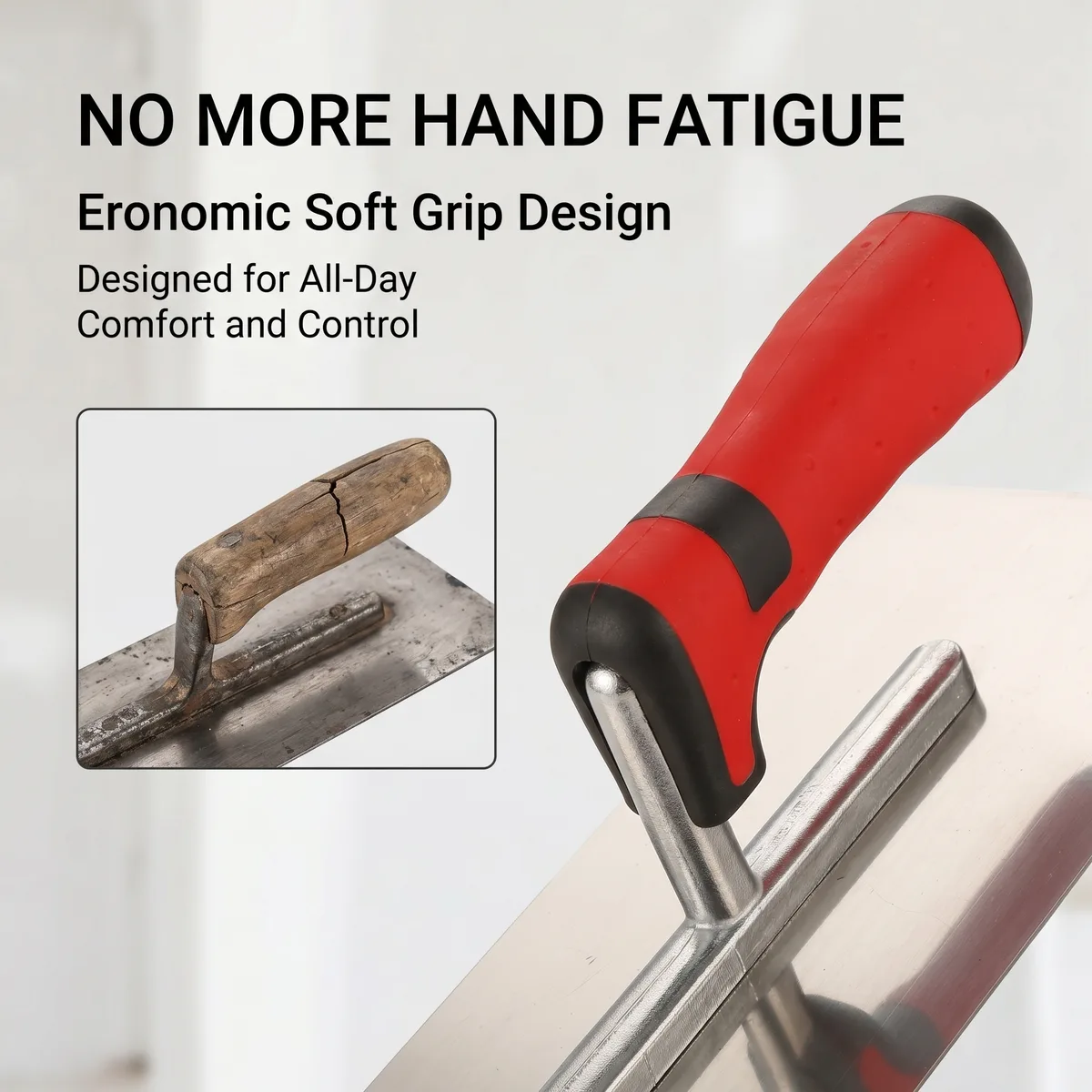 SHINING Industrial DIY Grade Bricklaying Trowel 11 Contoured Grip Squared Stainless Steel Sponge Rubber Blade Cement Finishing image 5