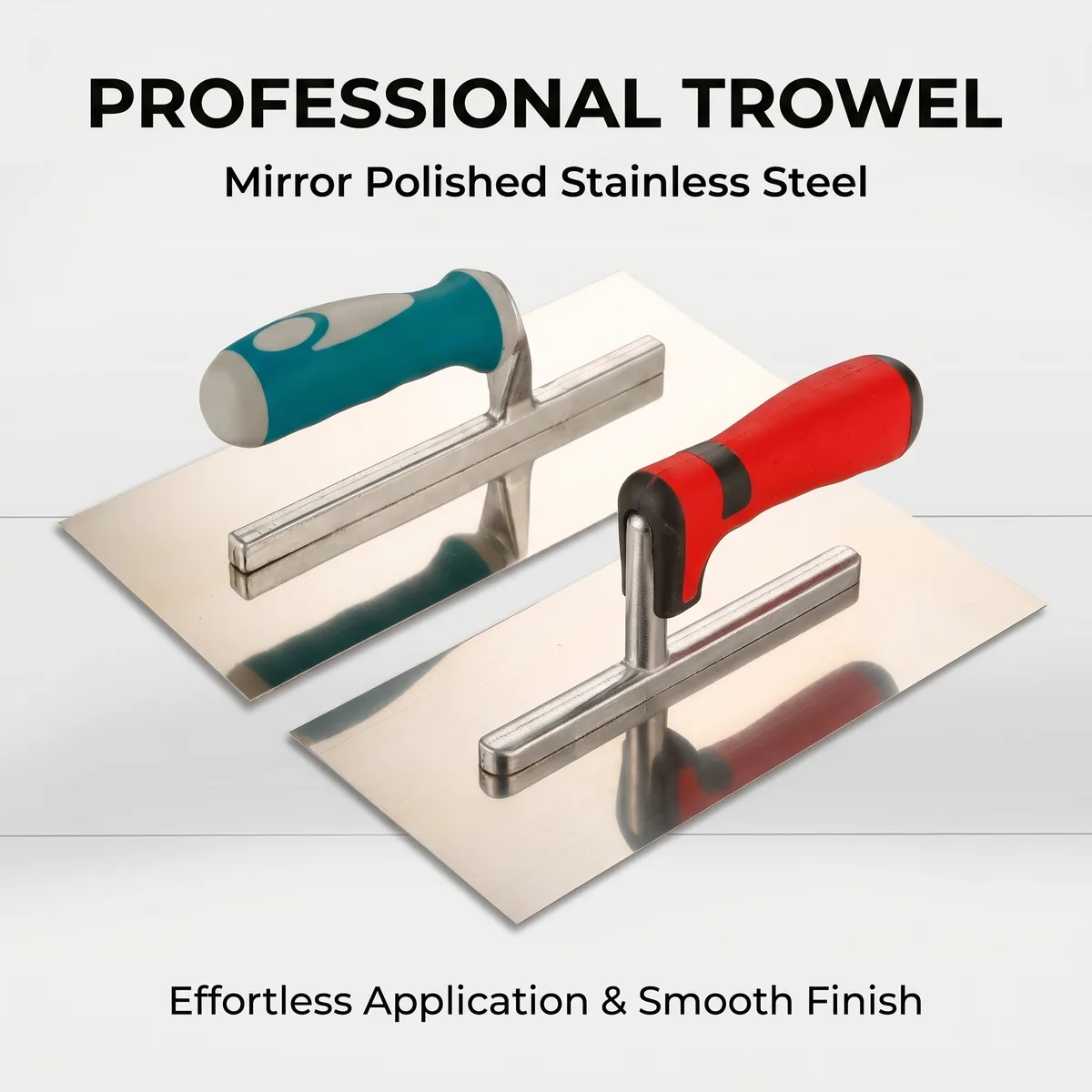 SHINING Industrial DIY Grade Bricklaying Trowel 11 Contoured Grip Squared Stainless Steel Sponge Rubber Blade Cement Finishing image 6