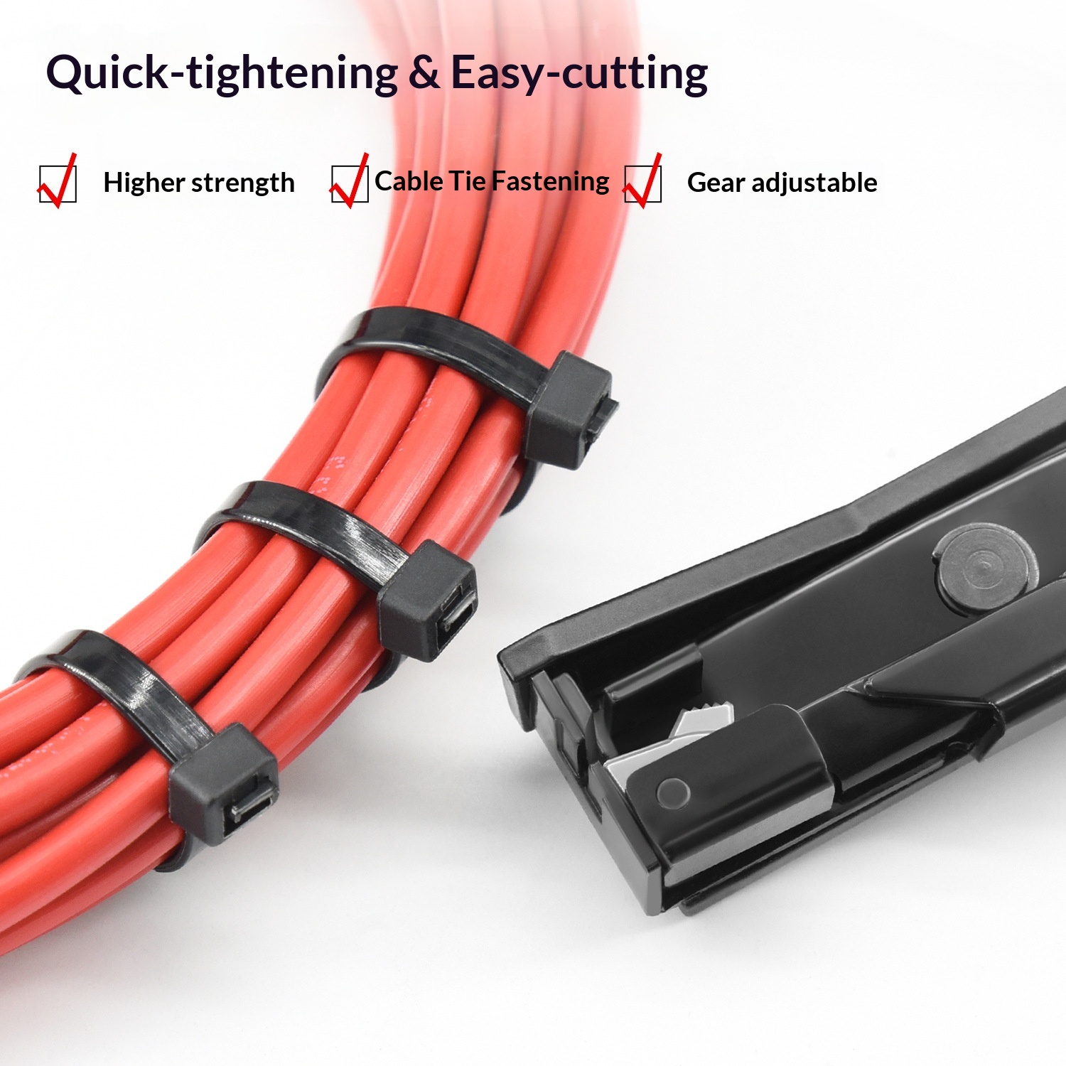 SJ-800A Industrial Grade Aluminum-made Plastic Handle Nylon Cable Tie Tightening Gun for 1865mm Ties Bundling Cutting Functions image 3