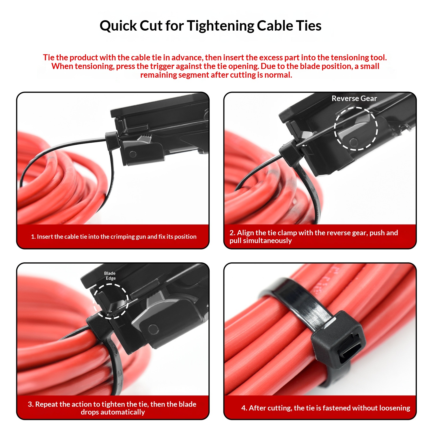 SJ-800A Industrial Grade Aluminum-made Plastic Handle Nylon Cable Tie Tightening Gun for 1865mm Ties Bundling Cutting Functions image 4
