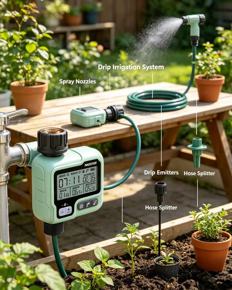 Smart Garden Automatic Watering Device Digital Timer Irrigation System Outdoor Household Auto Watering ABS HCT-322 Agricultural image 4