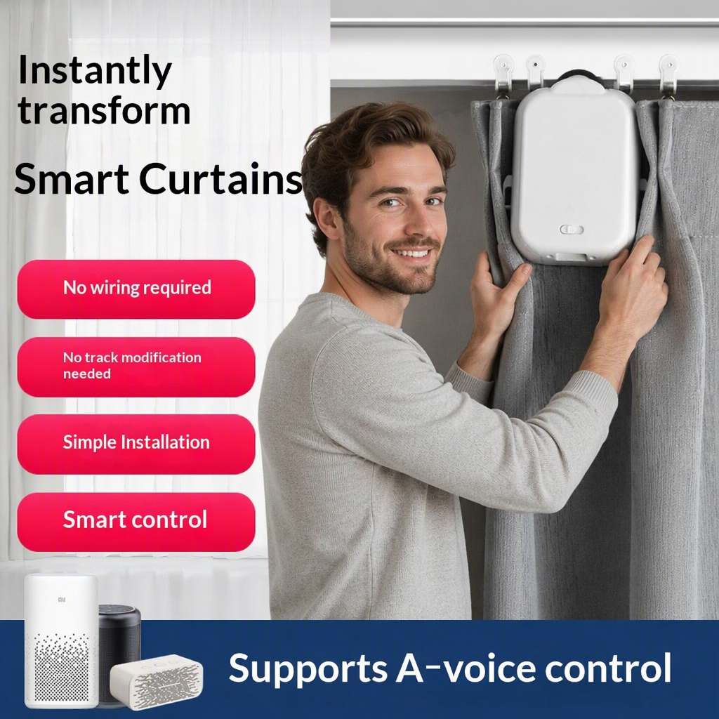 Smart Home Electric Curtain Assistant No-Track Design Smart Tuya & AI Voice Control App-Controlled Automatic Curtain Companion image 4